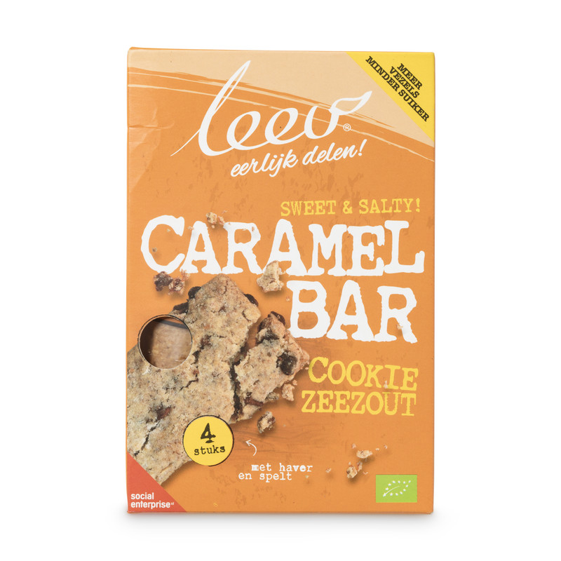 Leev bio cookie bar - caramel zeezout - 140 g