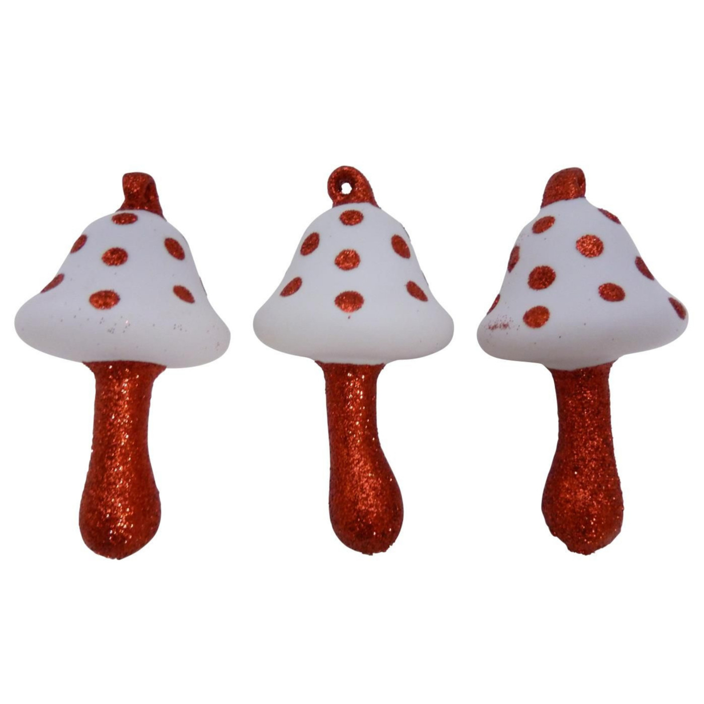 3x stuks houten kersthangers paddenstoelen 6 cm kerstornamenten -