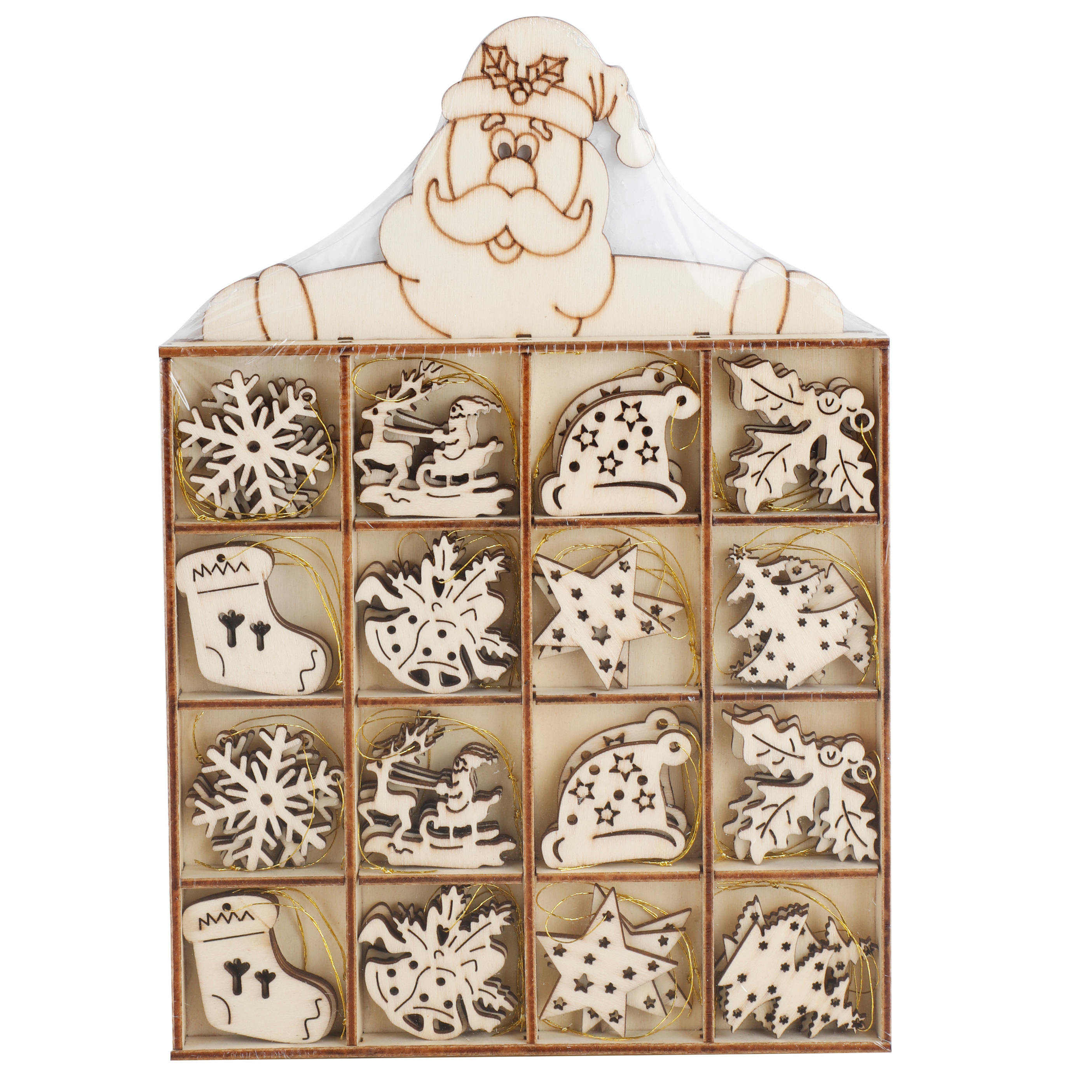 Bellatio decorations Kersthangers - hout - 48-delig - figuurtjes -