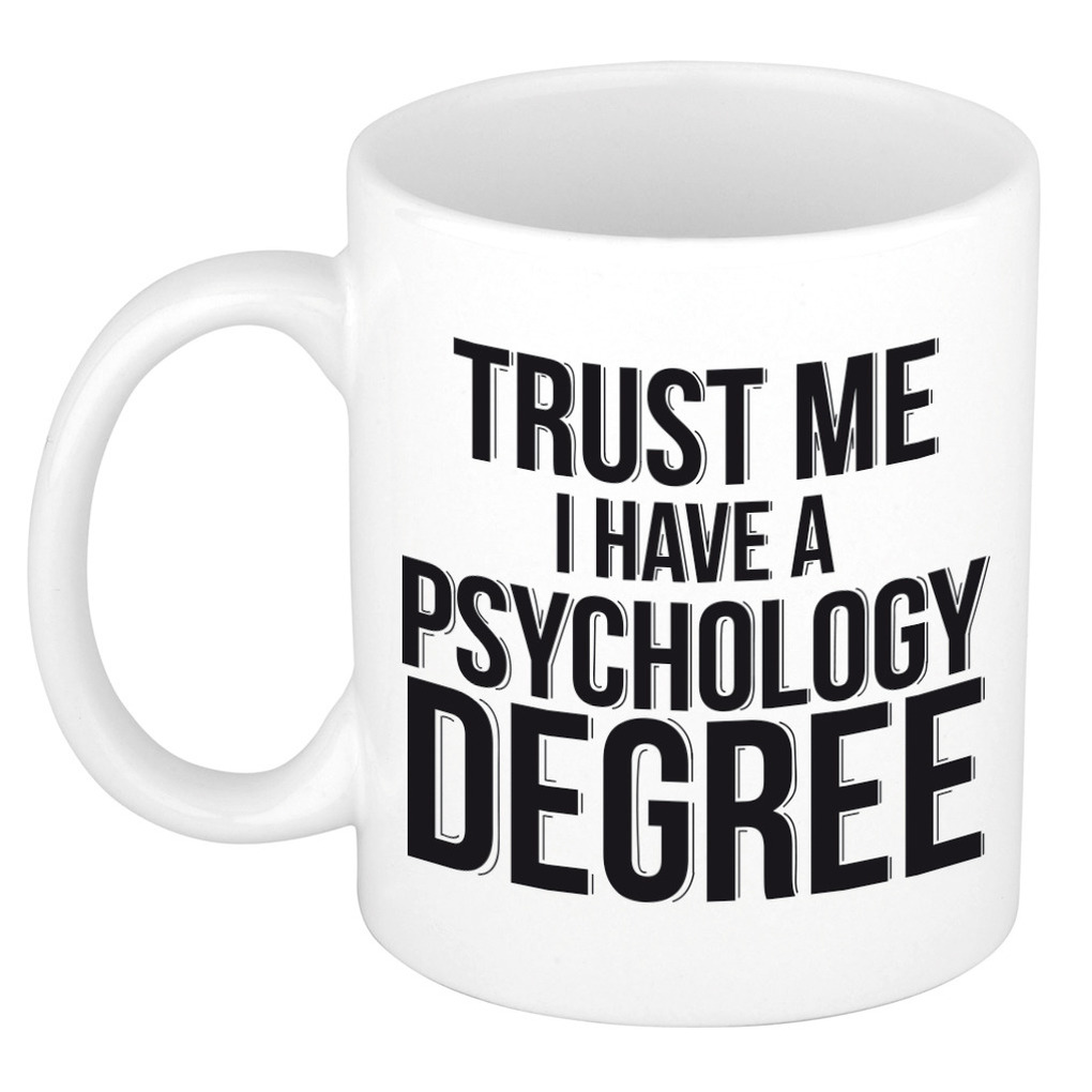 Trust me Psychology degree kado mok / beker wit - Psychologie geslaagd / afstudeer cadeau -