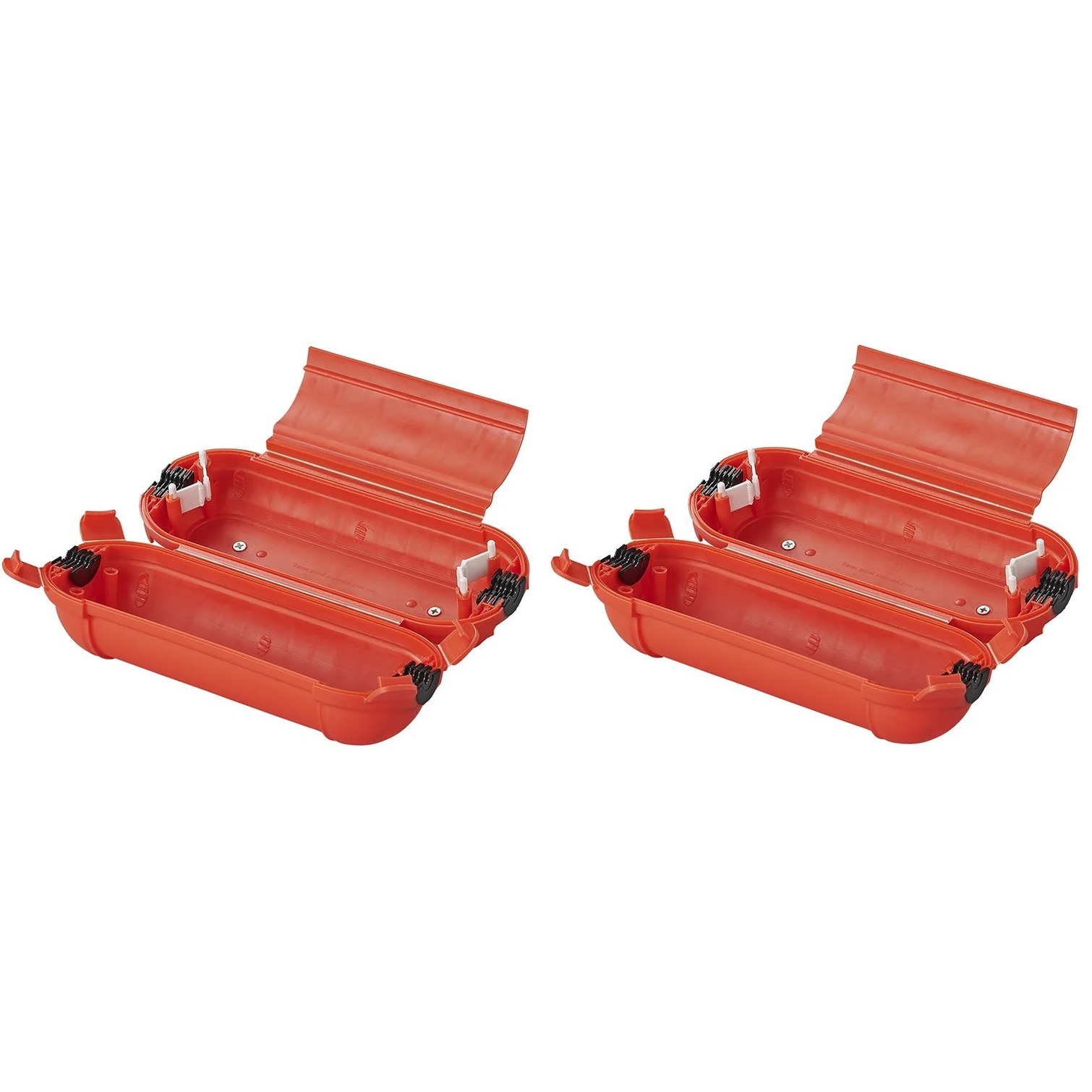 2x Stekkersafes / veiligheidsboxen stekkerverbindingen IP44 kunststof rood 21 x 8 x 8,5 cm -