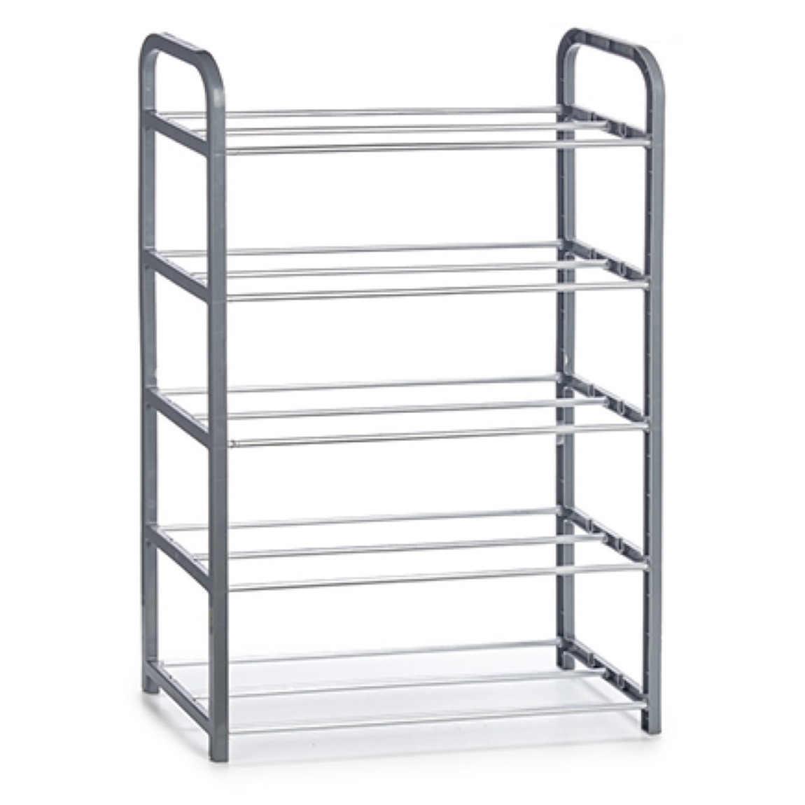 Kunststof schoenenrek/schoenenstandaard 5-laags zilver 50 x 18 x 68 cm -