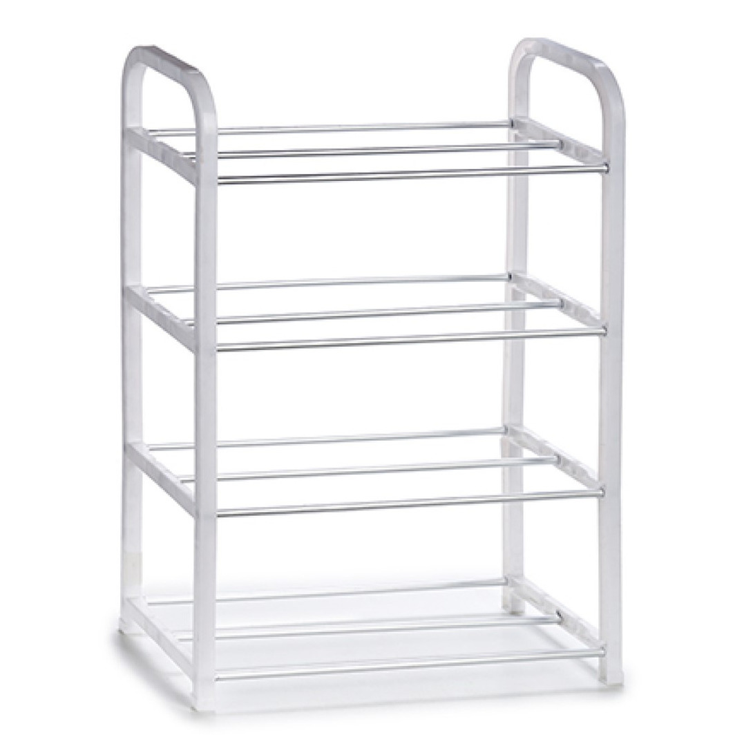 Metalen schoenenrek/schoenenstandaard 4-laags wit 40 x 19 x 56 cm -