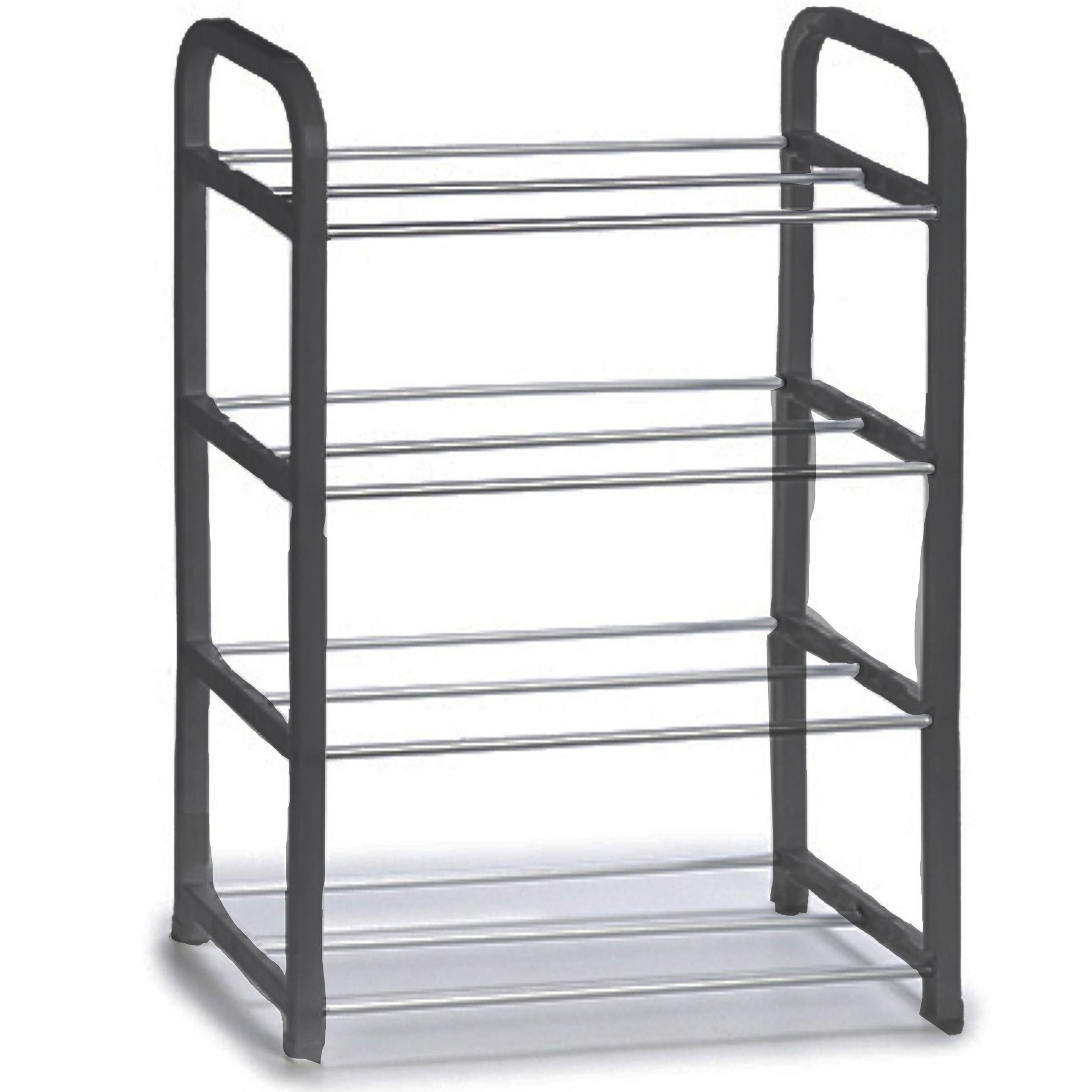 Metalen schoenenrek/schoenenstandaard 4-laags zilver 40 x 19 x 56 cm -