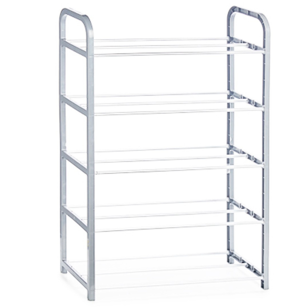 Kunststof schoenenrek/schoenenstandaard 5-laags wit 50 x 18 x 68 cm -