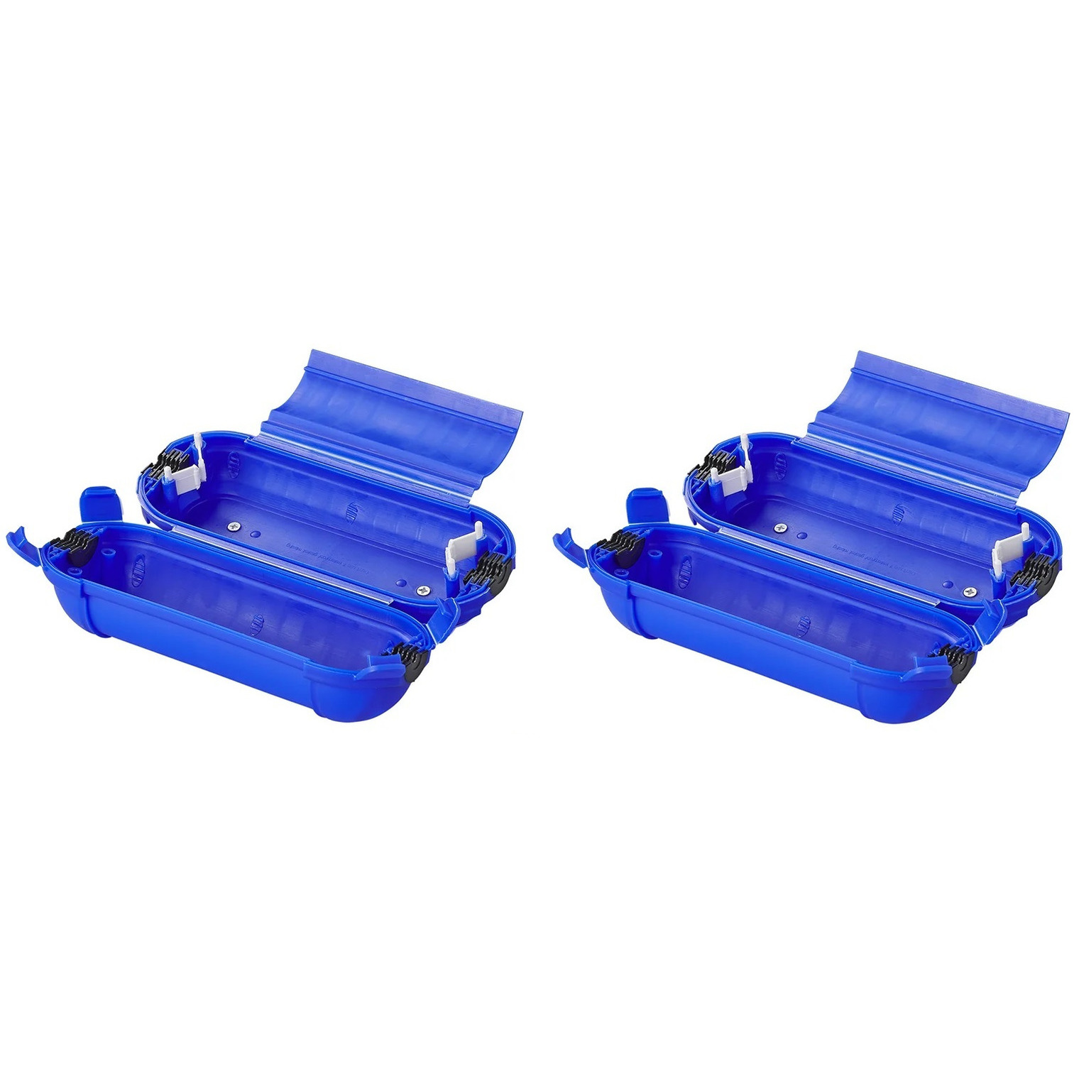 2x stekkersafes / veiligheidsboxen stekkerverbindingen IP44 kunststof blauw 21 x 8 x 8,5 cm -