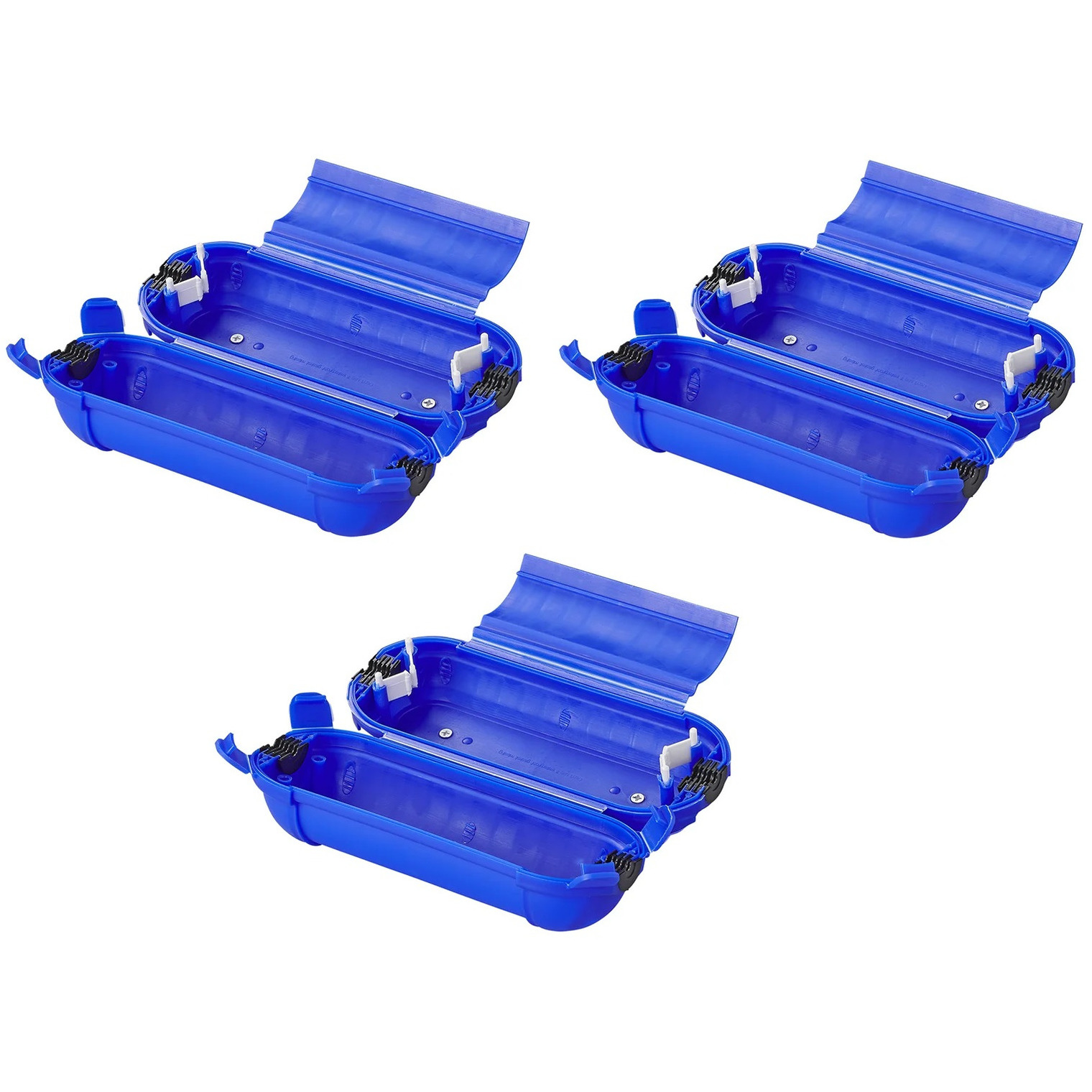 3x stekkersafes / veiligheidsboxen stekkerverbindingen IP44 kunststof blauw 21 x 8 x 8,5 cm -