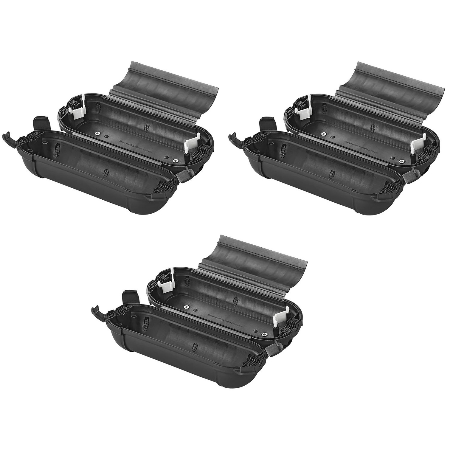 3x Stekkersafes / veiligheidsboxen stekkerverbindingen IP44 kunststof zwart 21 x 8 x 8,5 cm -