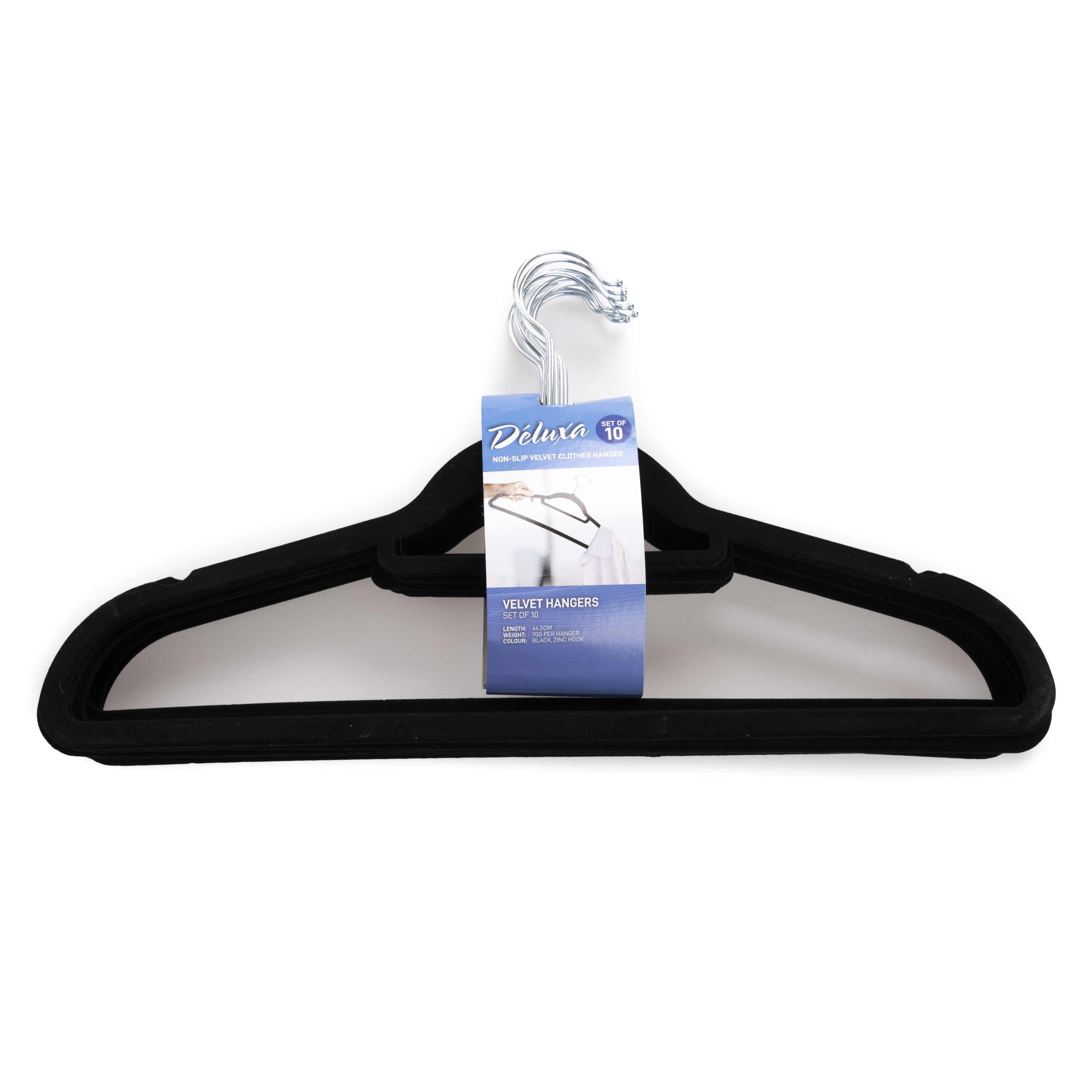 10x Anti-slip kledinghangers zwart fluweel -
