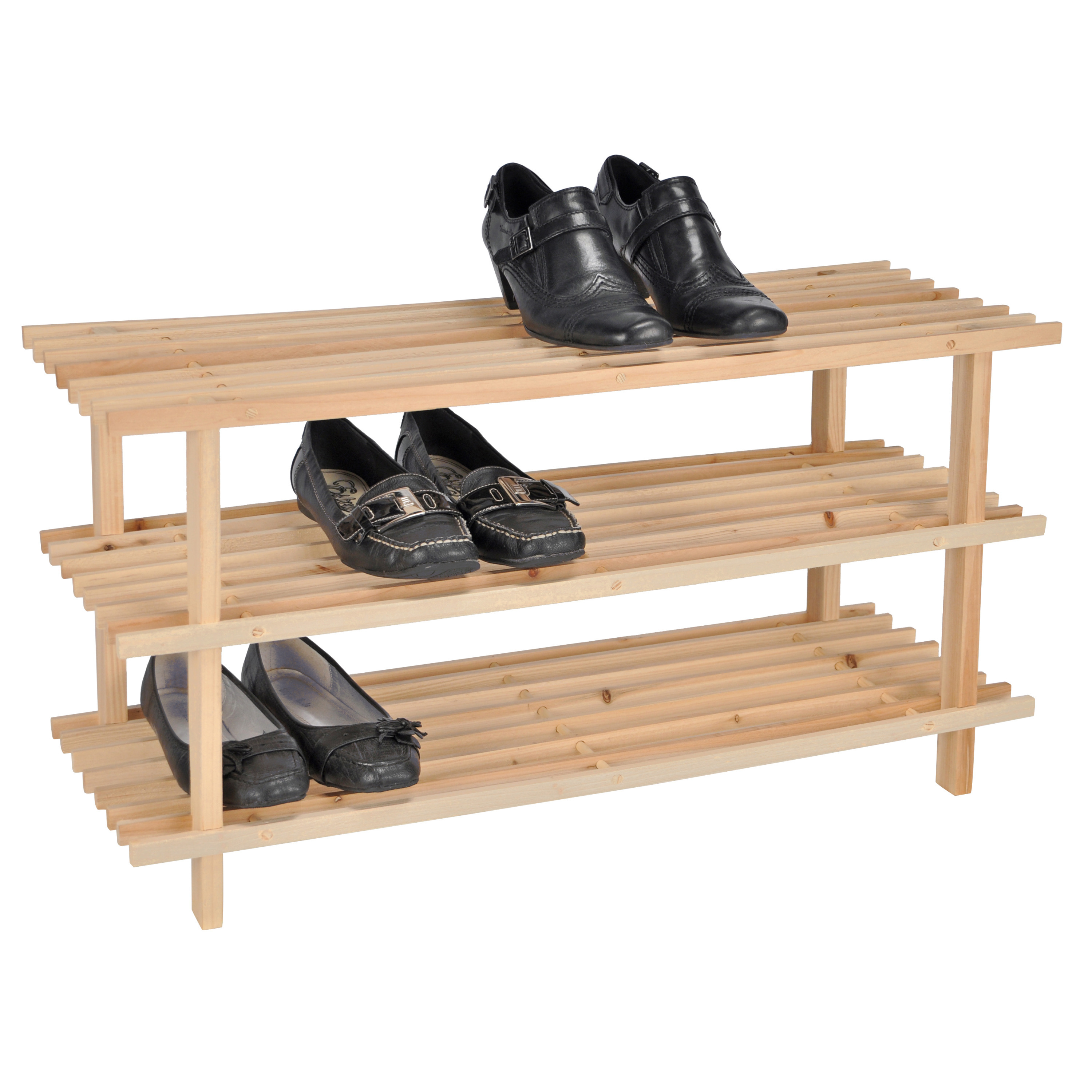 Houten schoenenrek/schoenenstandaard 3-laags 74 x 26 x 48 cm -