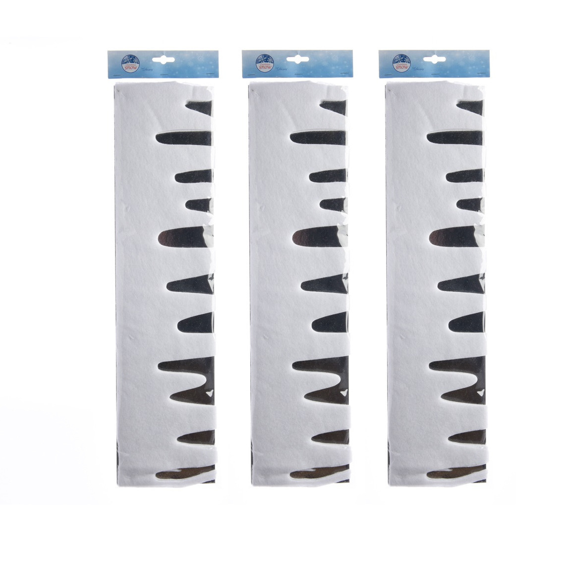 3x stuks ijspegelranden/sneeuwranden wit 180 x 15 cm sneeuwversiering -