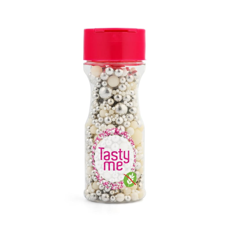 Tasty Me medley shiny happy people - wit/zilver - 80 gram