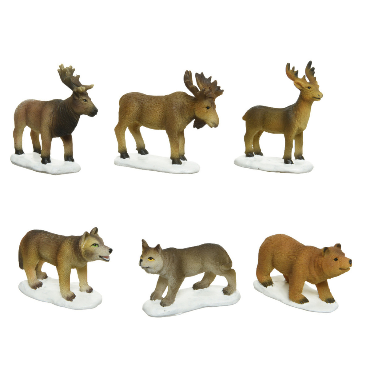 6x stuks kerstdorp accessoires dieren/rendieren -