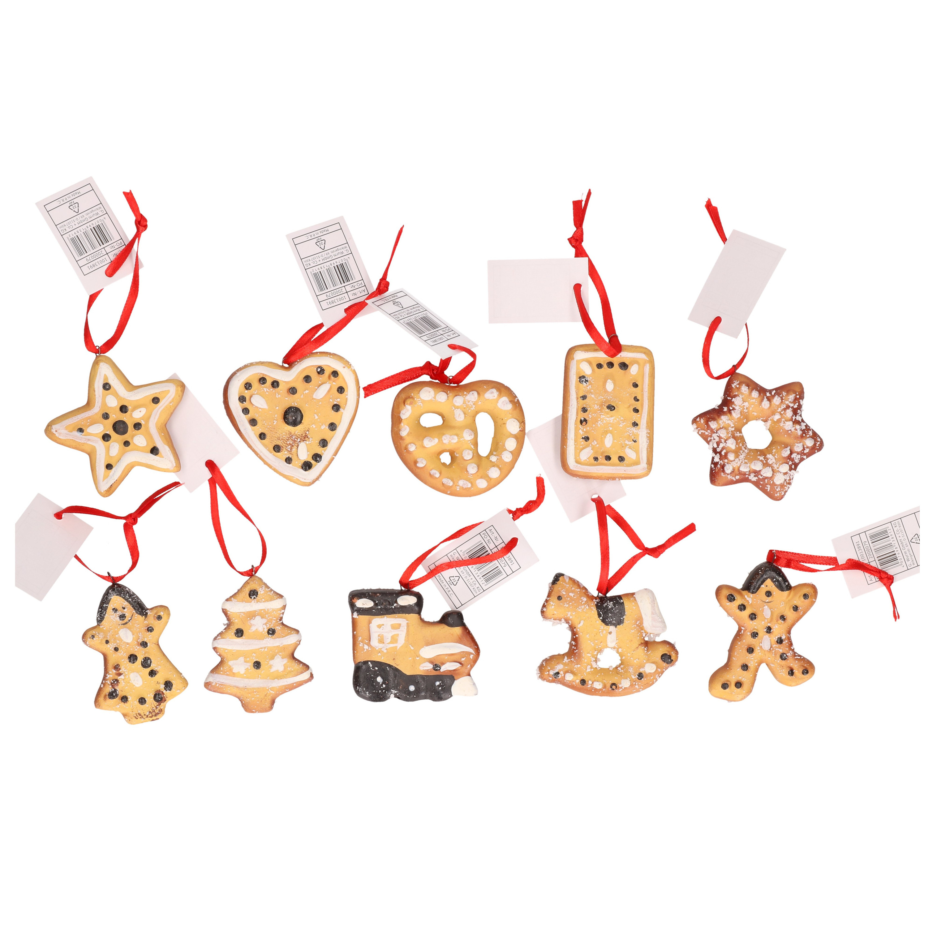 Kersthangers set van 20x gingerbread / kerstkoekjes ornamenten 5 cm -