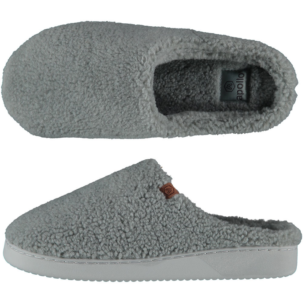 Instapper slippers/pantoffels Teddy wol - grijs - maat 43-44 - Volwassenen 43/44 -