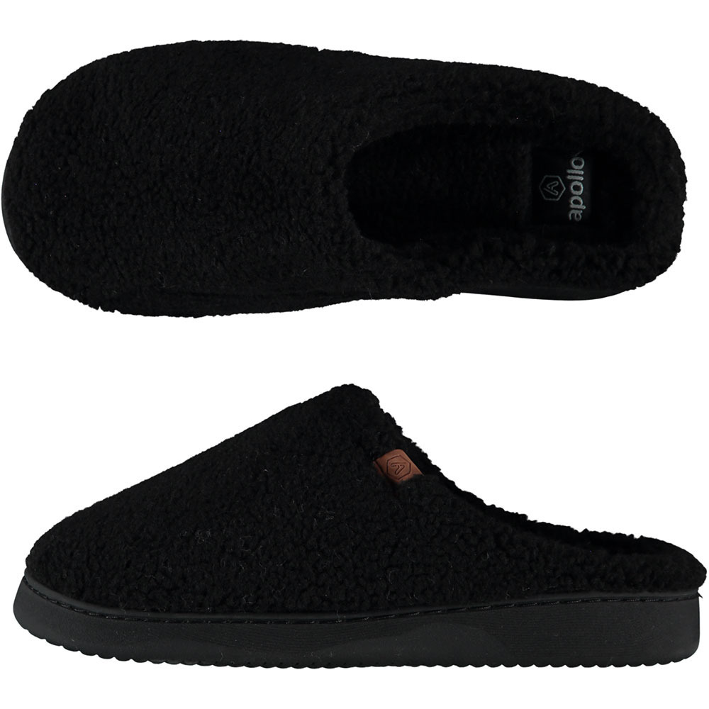 Instapper slippers/pantoffels Teddy wol - zwart - maat 41-42 - Volwassenen 41/42 -