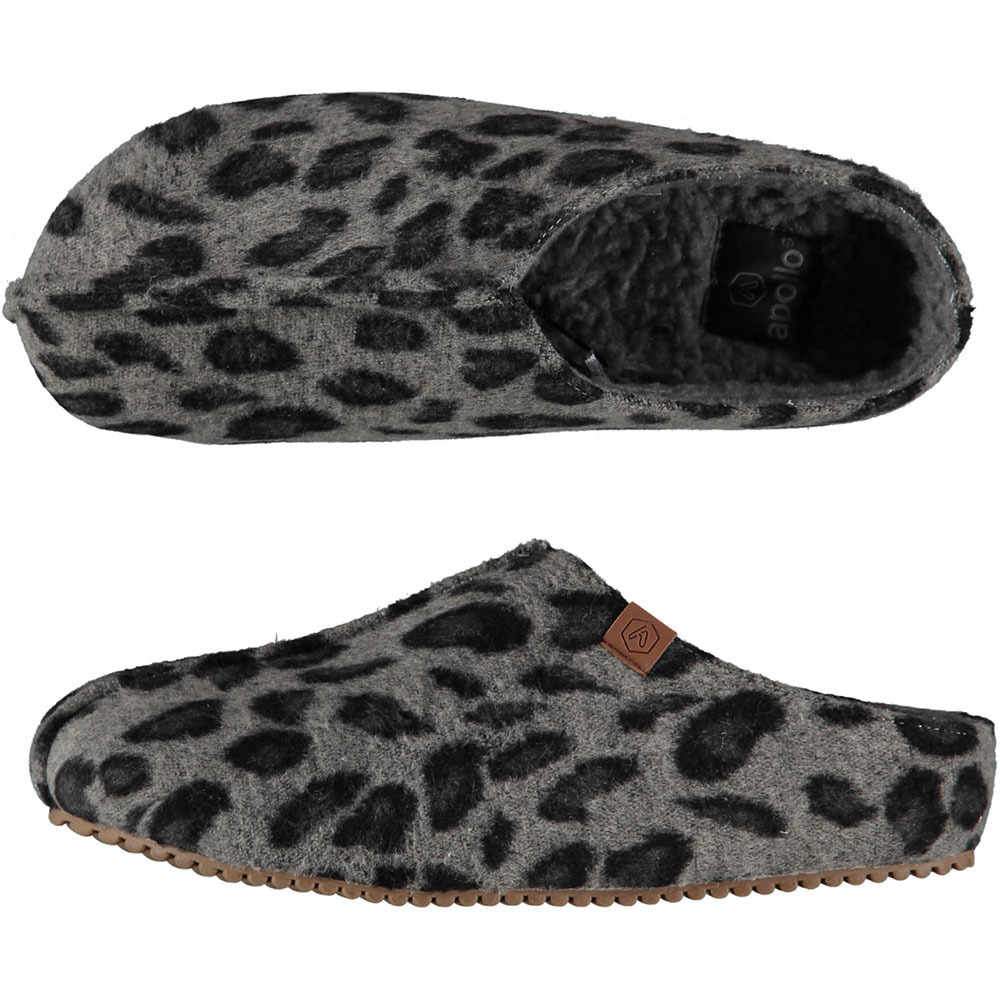 Dames instap slippers/pantoffels luipaard print grijs maat 39-40 39/40 -
