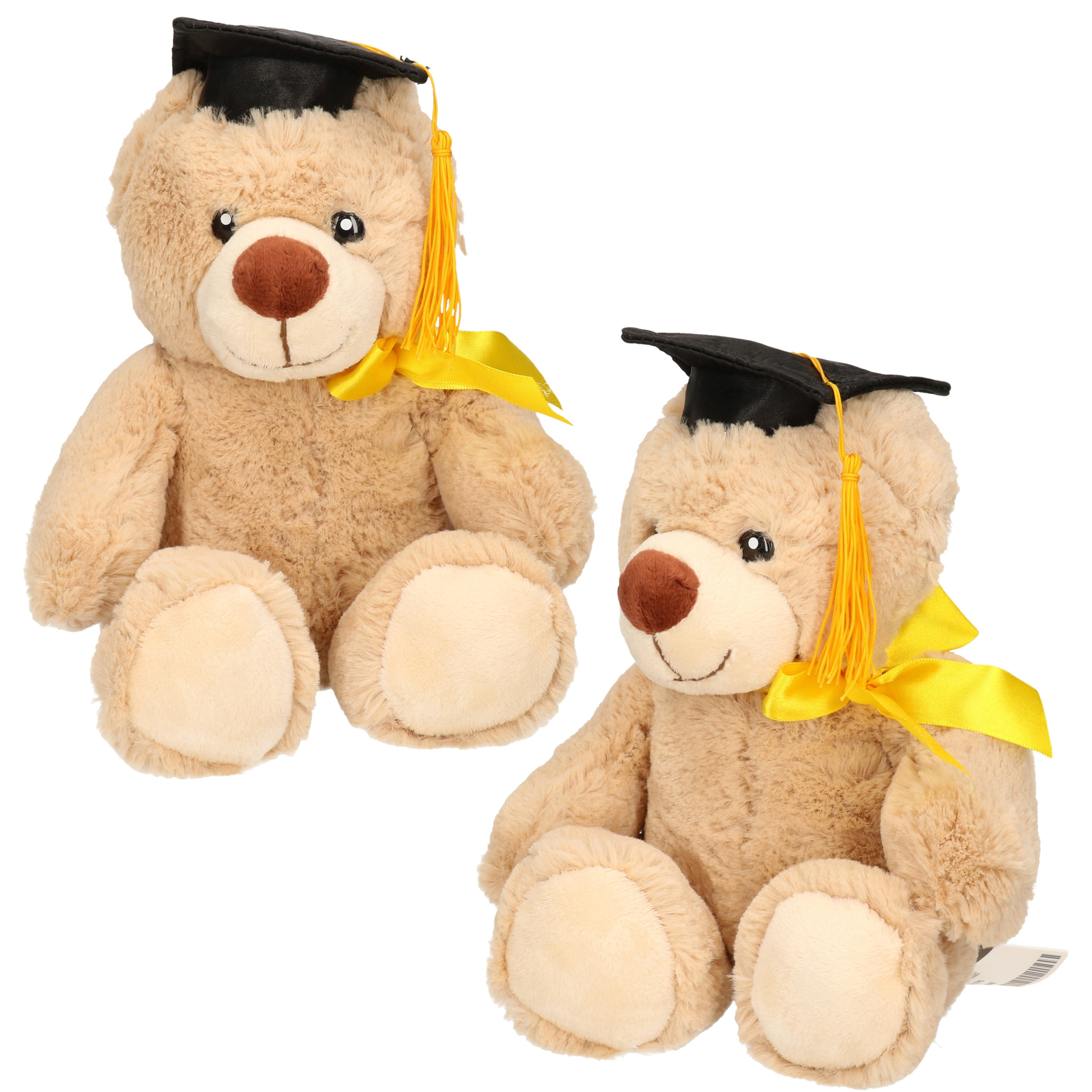 Set van 2x stuks geslaagd thema cadeau beer beige 20 cm -