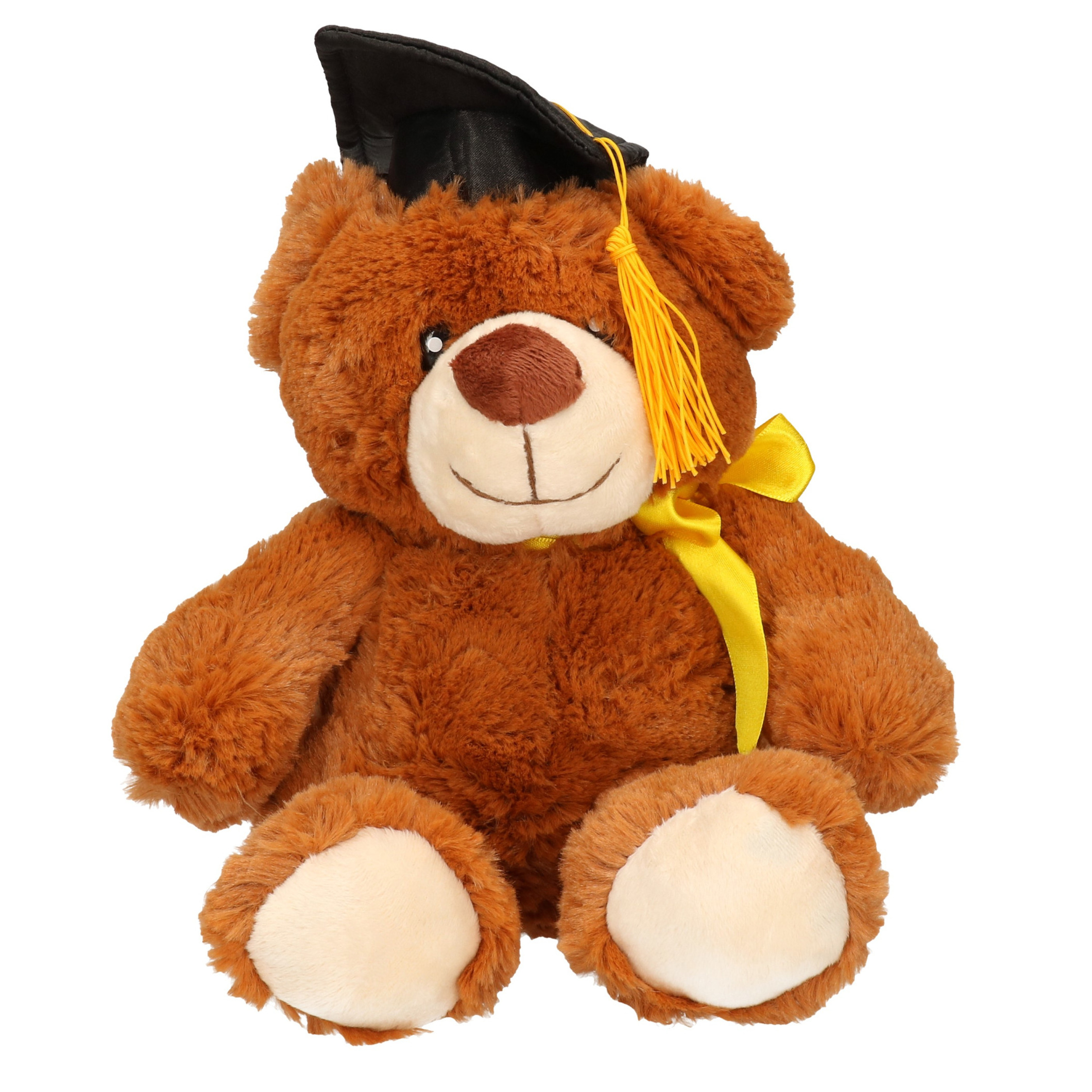 Geslaagd thema cadeau pluche knuffel beer bruin 20 cm -