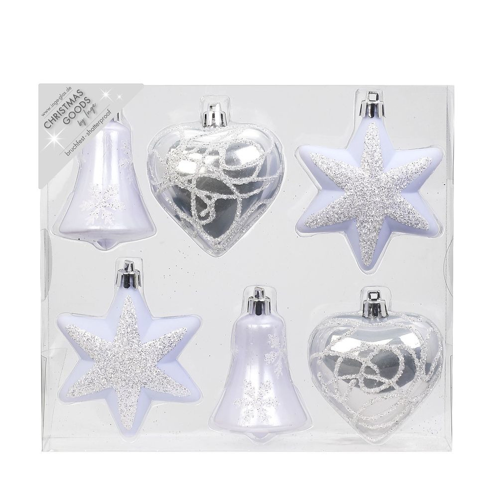Christmas Goods Kersthangers - 6x - figuurtjes - wit - 9 cm -