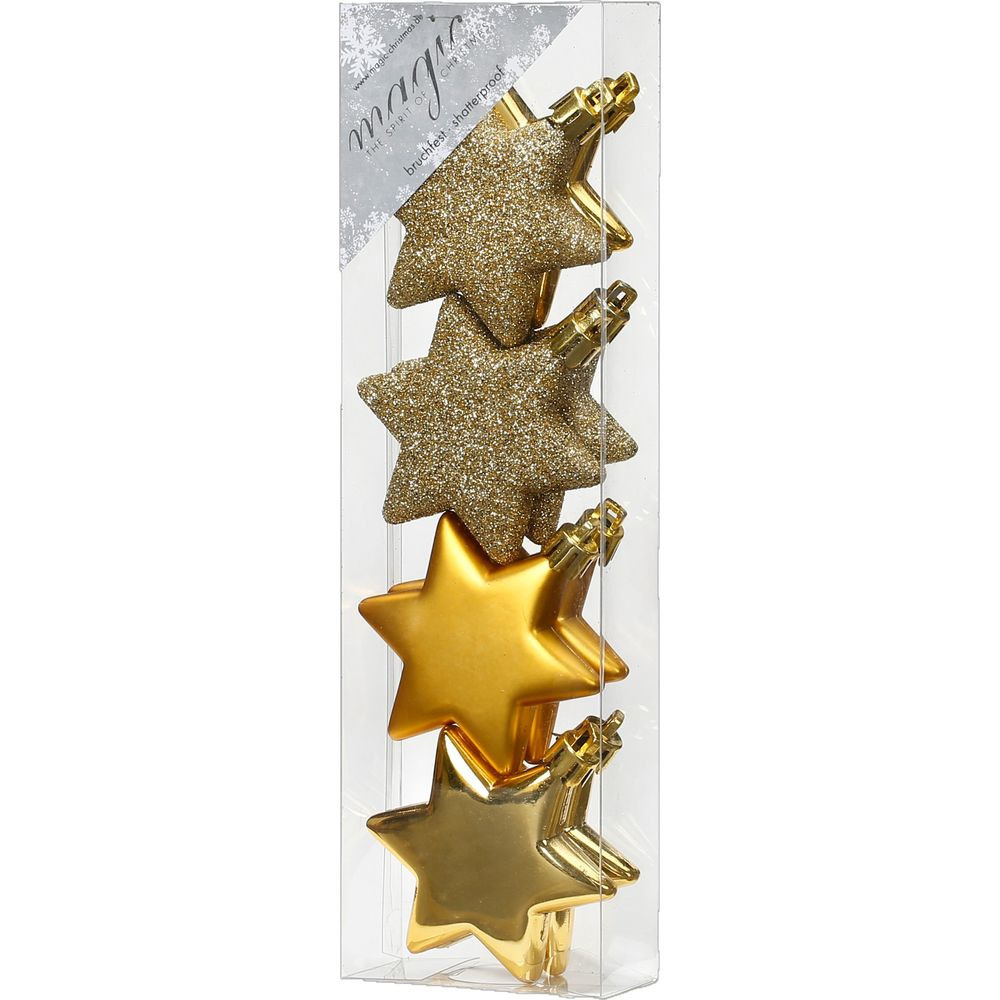 Kersthangers - 8x - sterren - goud - 6 cm - kerstversiering -