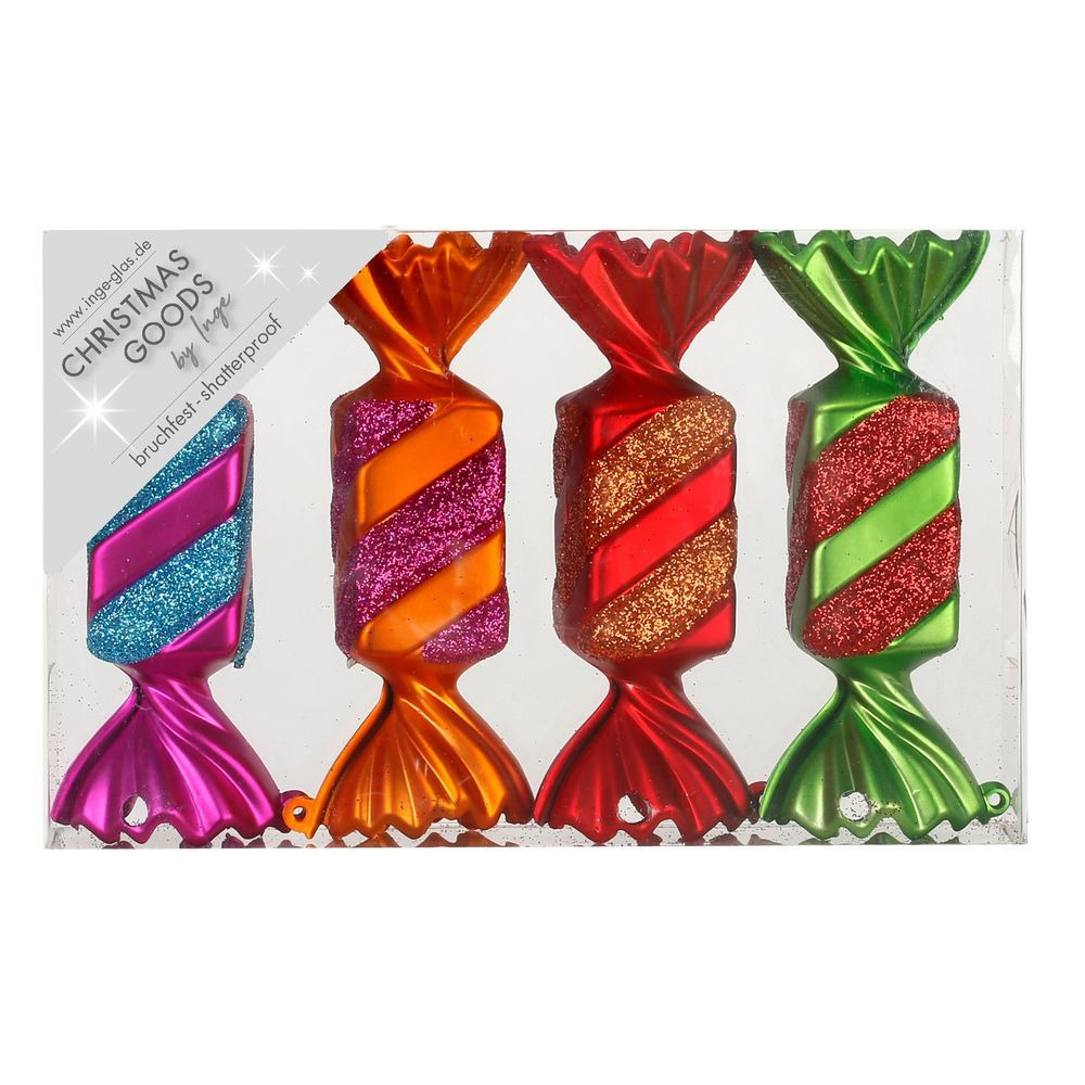 Kersthangers - 4x - snoepjes - gekleurd - 10.5 cm - kerstversiering -