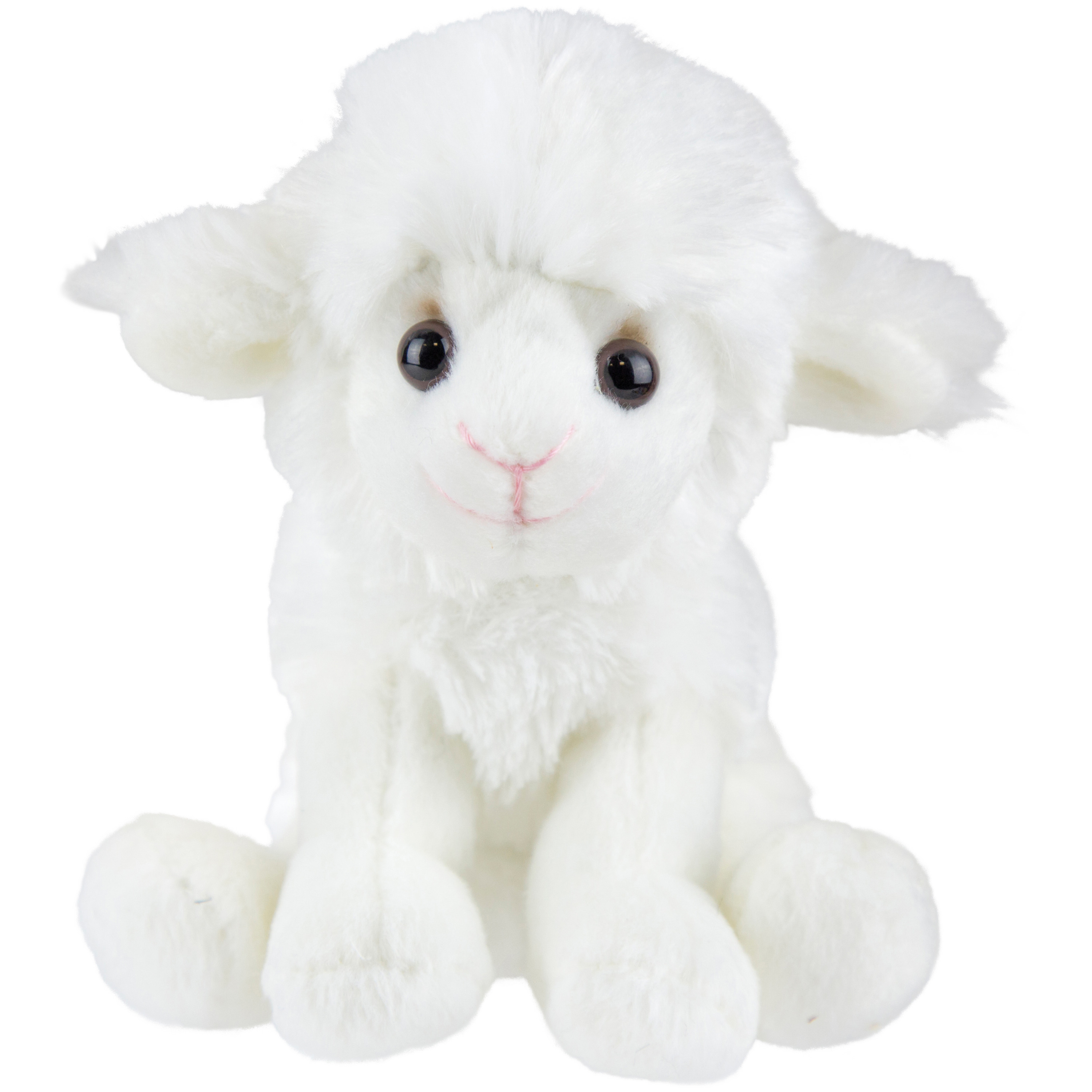 Pluche knuffel dieren zittende schaap/lammetje 15 cm -