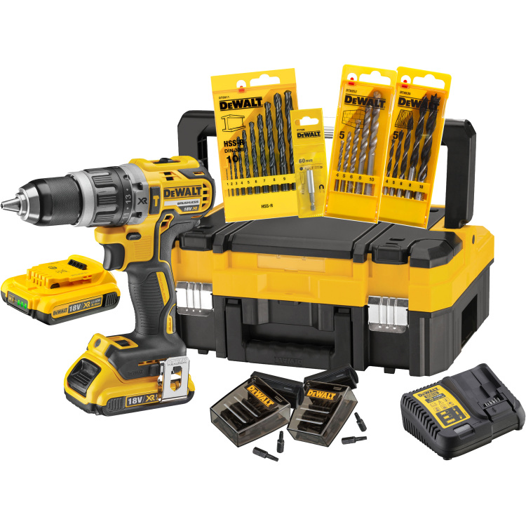 DEWALT DCK796D2T-QW Accu Klopboorschroevendraaier Set 18V klopboorschroevendraaier Incl. 2x Li-Ion XR Accu (2,0Ah), 71-delige accessoireset, TSTAK Box I