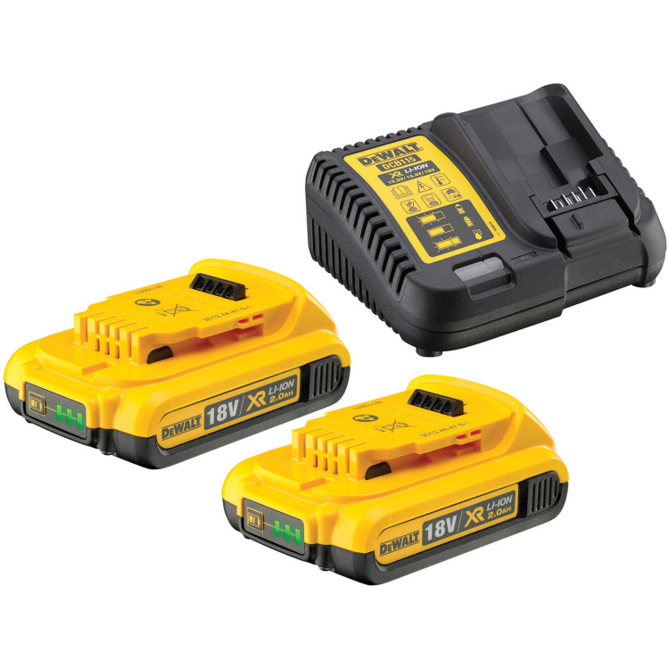 DEWALT DCB115D2-QW Accu Starterset set Incl. 2x 18 Volt / 2 Ah XR Li-Ion Accu