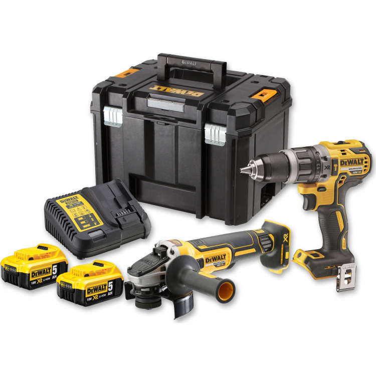 DEWALT Draadloze klopboormachine + haakse slijper set DCK2080P2T gereedschapsset