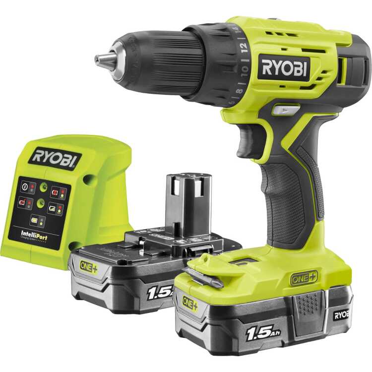 Ryobi ONE+ Accu-Schroefboormachine R18DD4-215GJ schroeftol Incl. 2x Li-Ion Accu 1,5Ah