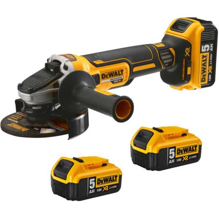 DEWALT DCG405P3-QW Accu haakse slijper, 18 Volt haakse slijper Incl. T STAK-Box II, 3x Li-Ion Accu 5,0Ah