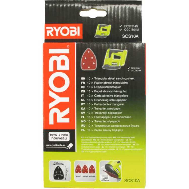 Ryobi Driekhoek Schuurpapier SCS10A schuurpapier 10-delig