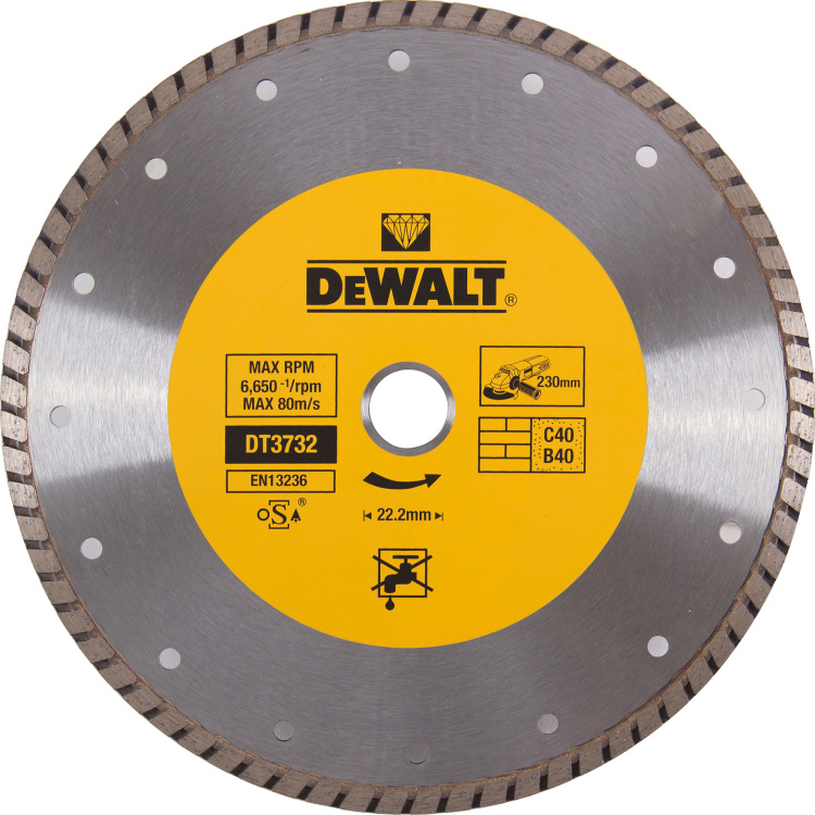 DEWALT Diamantdoorslijpschijf turbo DT3732-QZ doorslijpschijf Ø 230 mm, boring 22.2 mm