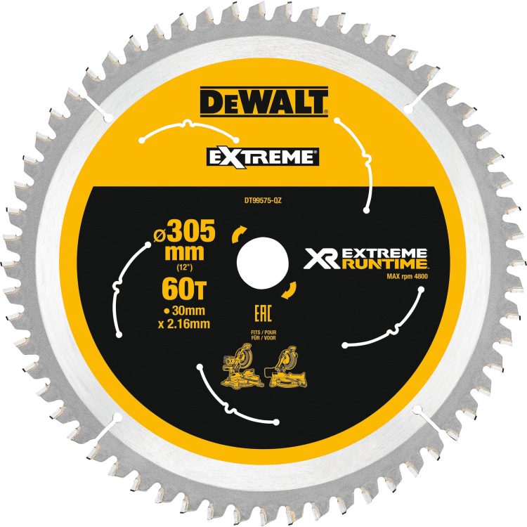 DEWALT Cirkelzaagblad DT99575, 305 / 30mm zaagblad 60 Tanden