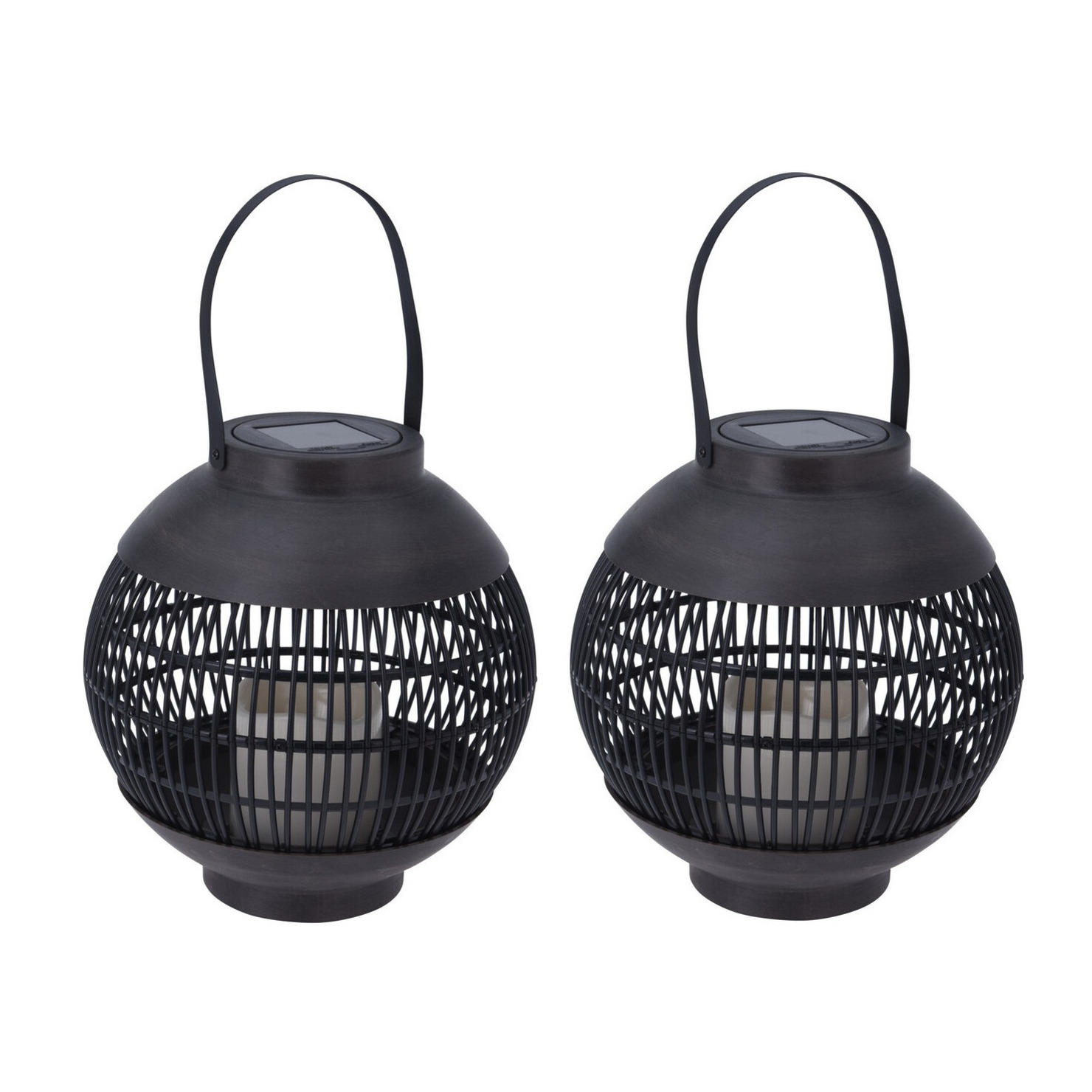 Set van 2x stuks zwarte solar lantaarns 24 cm -