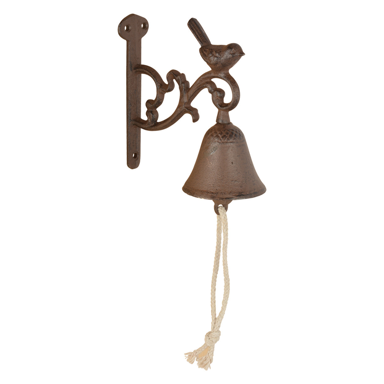 Deurbel met vogel gietijzer 15 cm bruin -