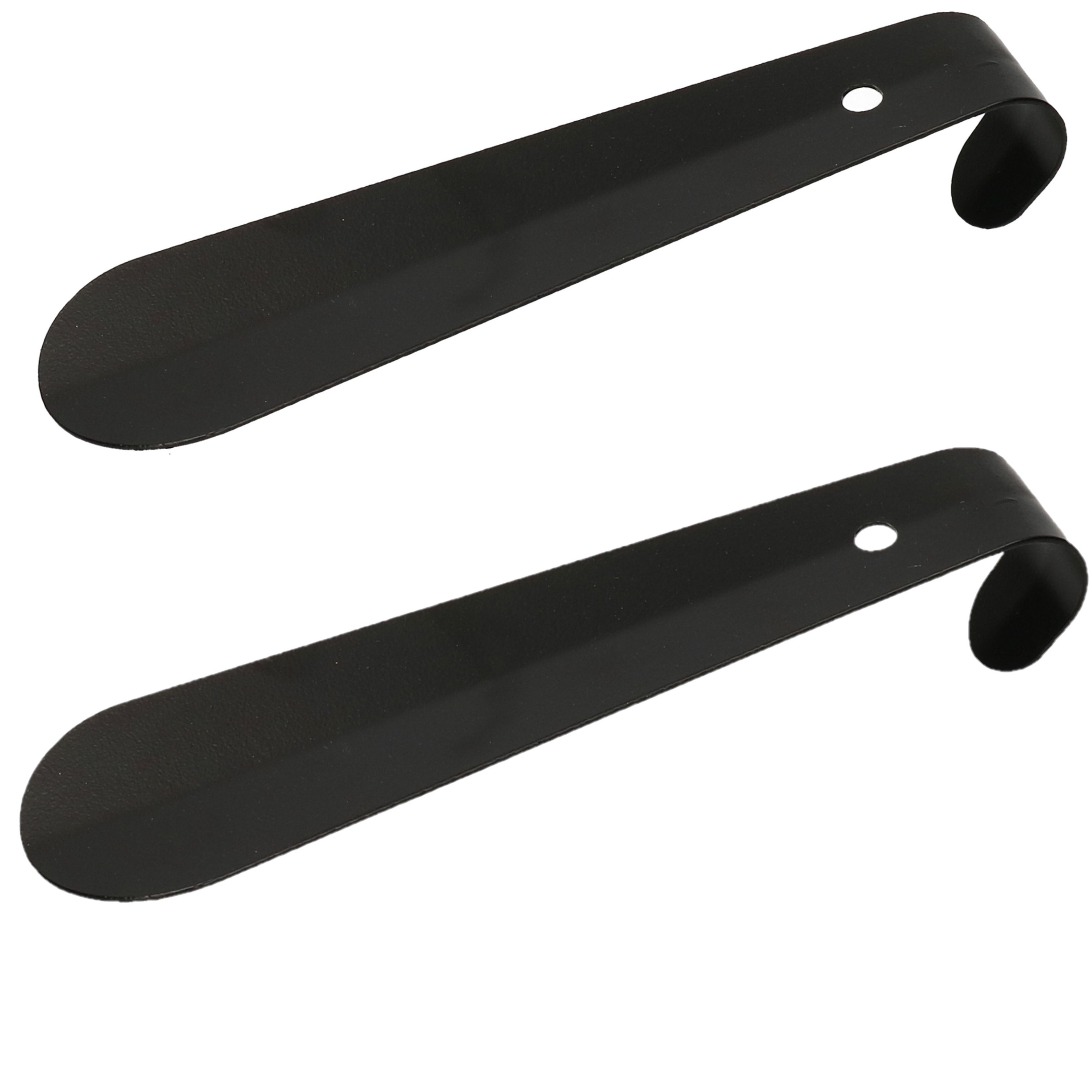 3x stuks stalen schoenlepels zwart 15 cm -