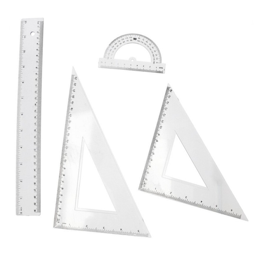 School/wiskunde linialen set 4 delig -