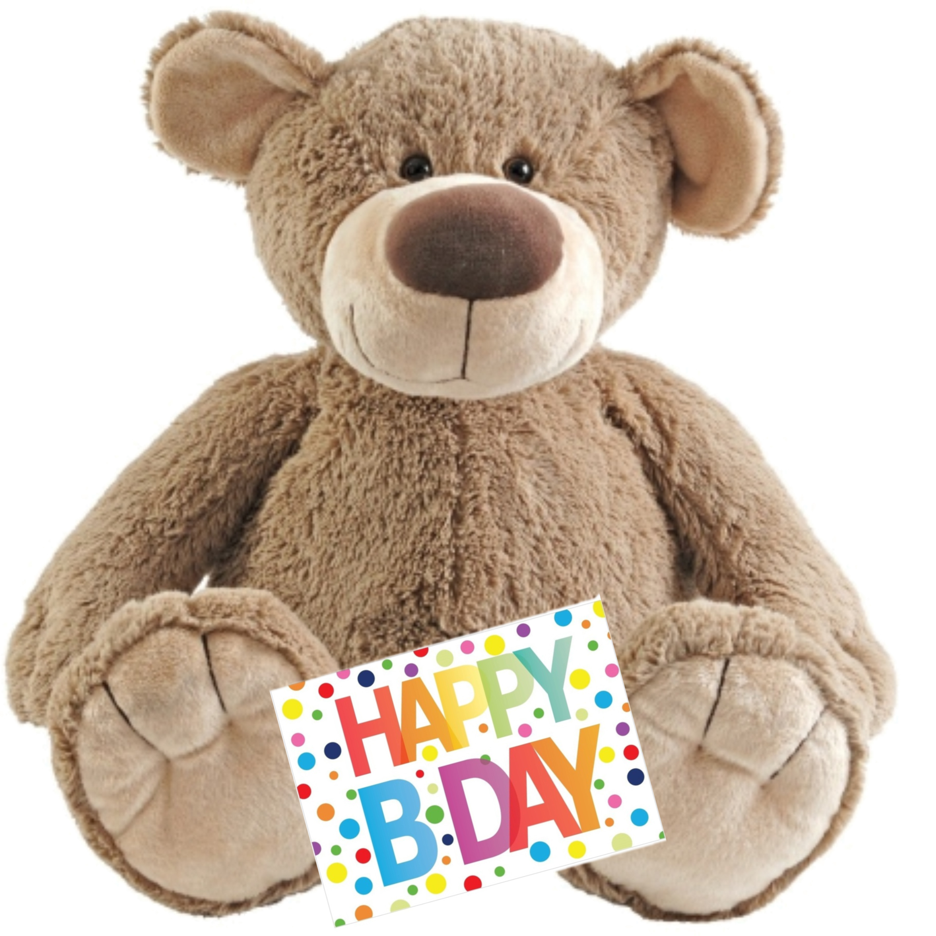Pluche knuffel Happy Horse knuffelbeer 70 cm met Happy Birthday wenskaart -