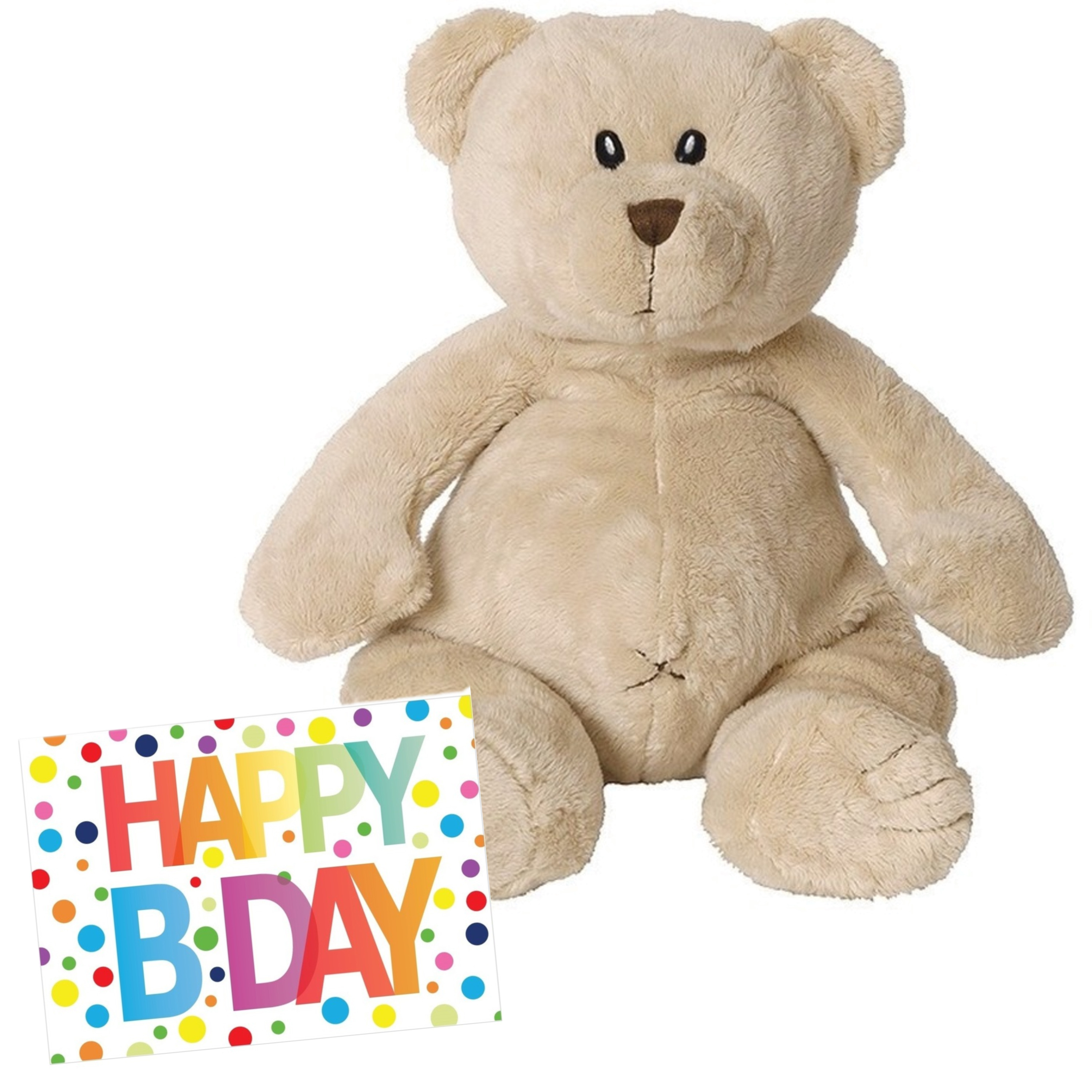 Pluche knuffel Happy Horse knuffelbeer 55 cm met Happy Birthday wenskaart -