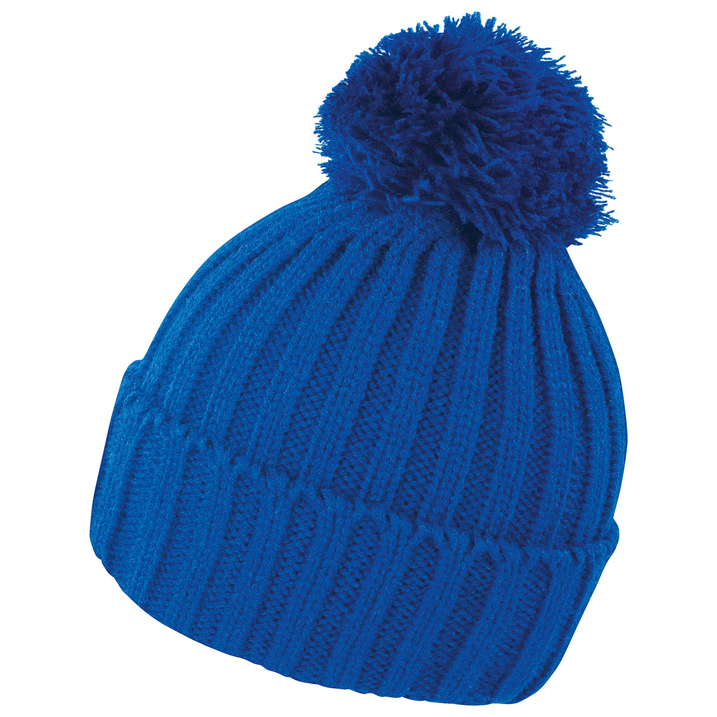 Result grof gebreide wintermuts met pompon - kobalt blauw - Wintermutsen voor dames/heren One size -