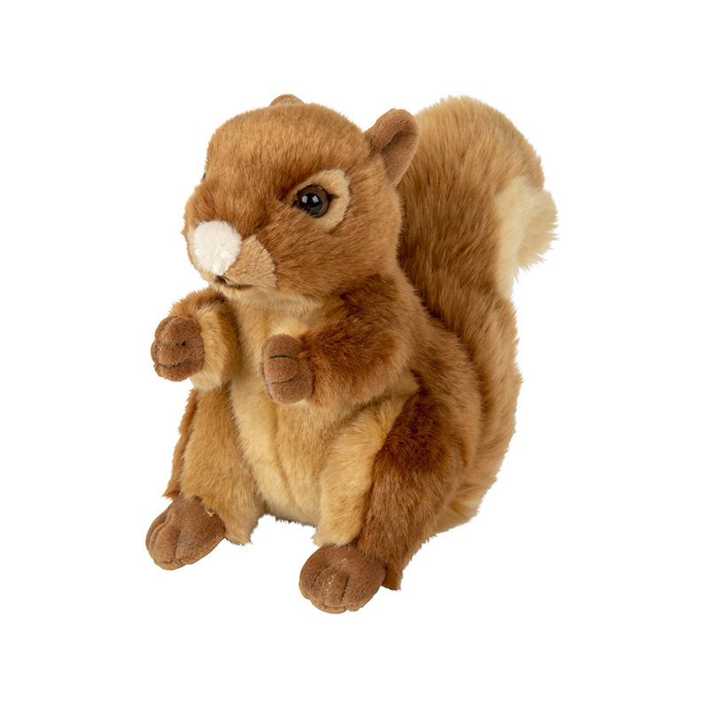 Nature Planet pluche knuffel - rode eekhoorn - 18 cm - bosdieren knuffels -