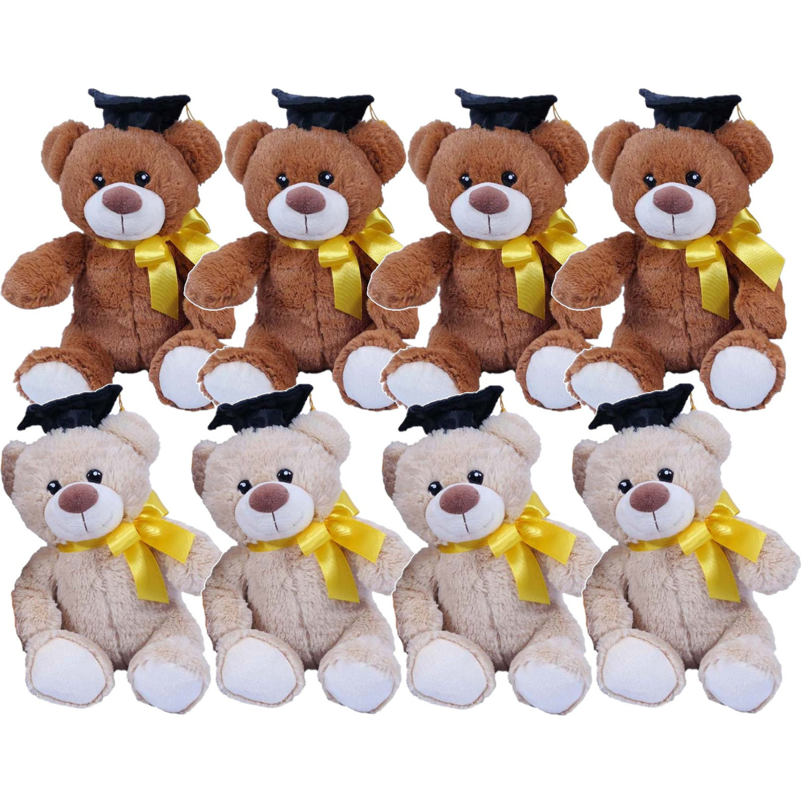 Pakket van 20x stuks geslaagd thema cadeau pluche knuffel beertjes beige en bruin 20 cm -