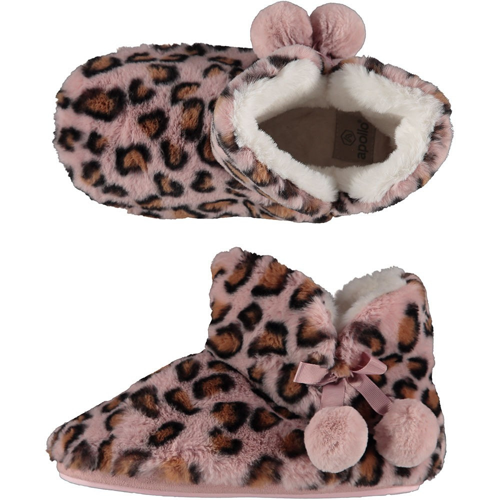 Dames hoge pantoffels/sloffen luipaard print oud roze maat 39-40 39/40 -