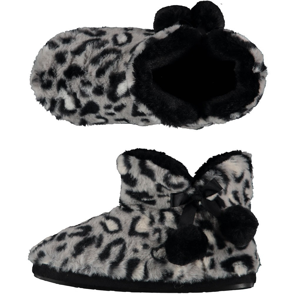 Dames hoge pantoffels/sloffen luipaard print grijs maat 39-40 39/40 -