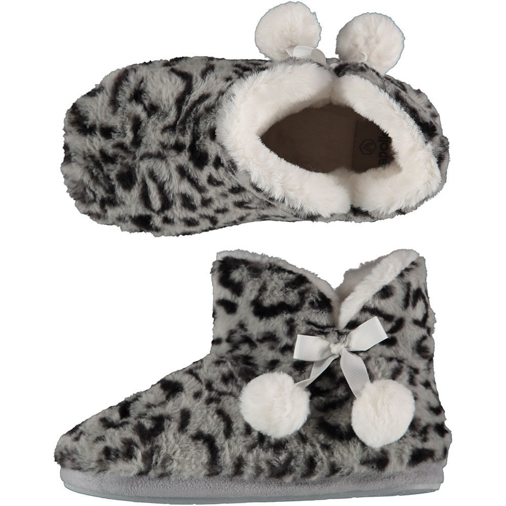 Dames hoge pantoffels/sloffen luipaard print licht grijs maat 41-42 41/42 -