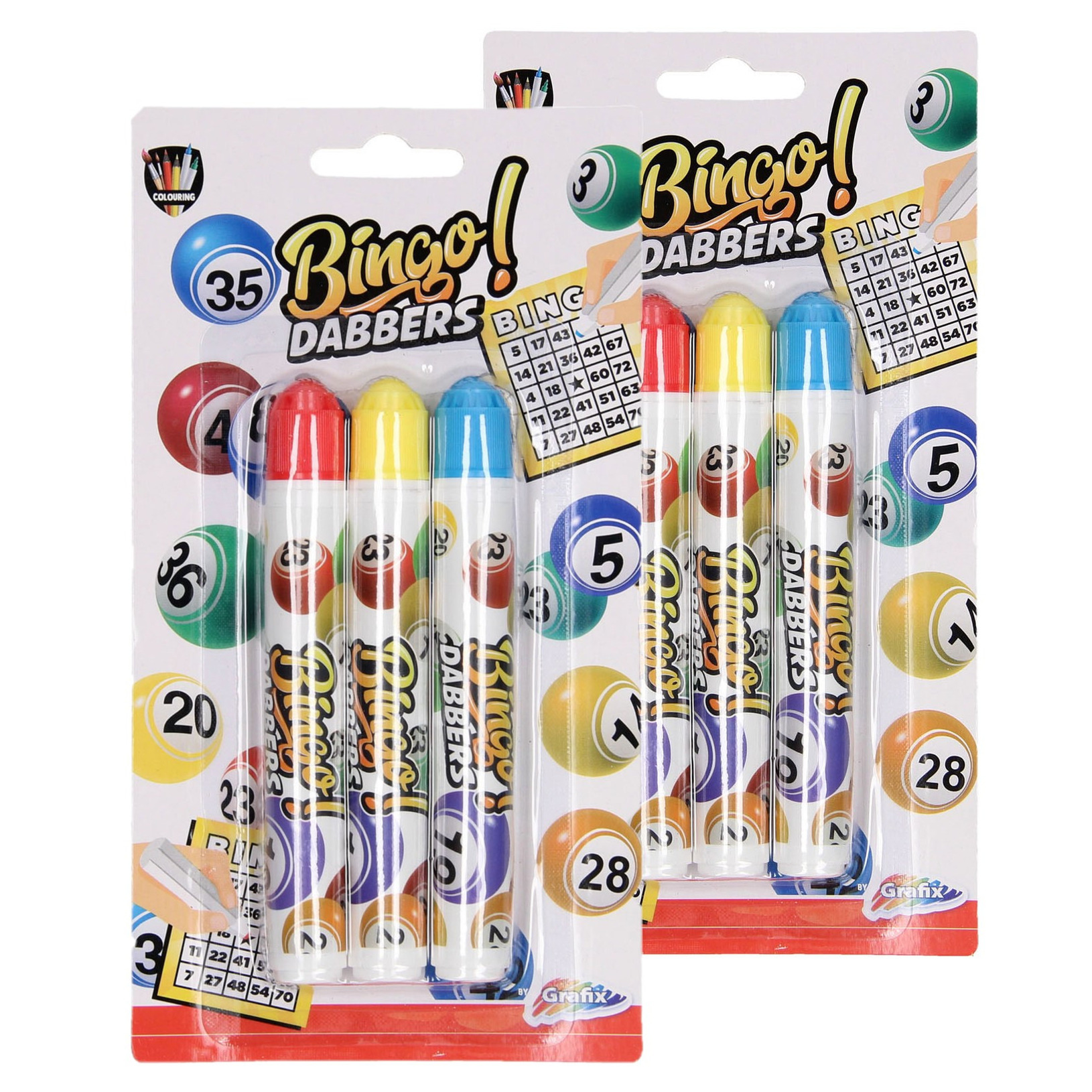 12x Bingo stiften/markers blauw/geel/rood -