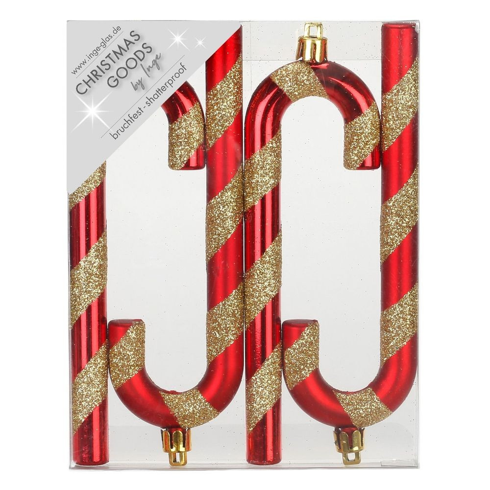Christmas Goods Kersthangers - 4x - zuurstokken - rood - 14 cm -