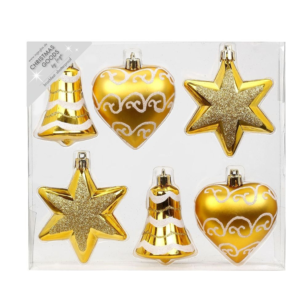 Christmas goods kersthangers - 6x - figuurtjes - goud - 9 cm  -